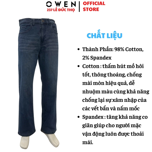 Quần Jean Nam Owen Quần Bò Nam QJT251238 màu xanh Dáng suông Straight Fit chất liệu denim cotton spandex
