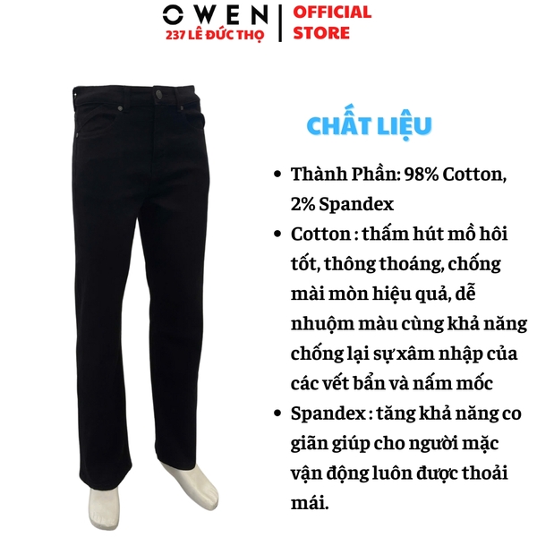 Quần Jean Nam Owen Quần Bò Nam QJT251239 màu đen Dáng suông Straight Fit chất liệu denim cotton spandex