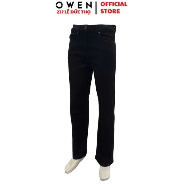 Quần Jean Nam Owen Quần Bò Nam QJT251239 màu đen Dáng suông Straight Fit chất liệu denim cotton spandex