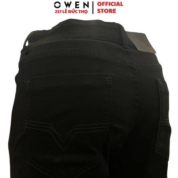 Quần Jean Nam Owen Quần Bò Nam QJT251239 màu đen Dáng suông Straight Fit chất liệu denim cotton spandex