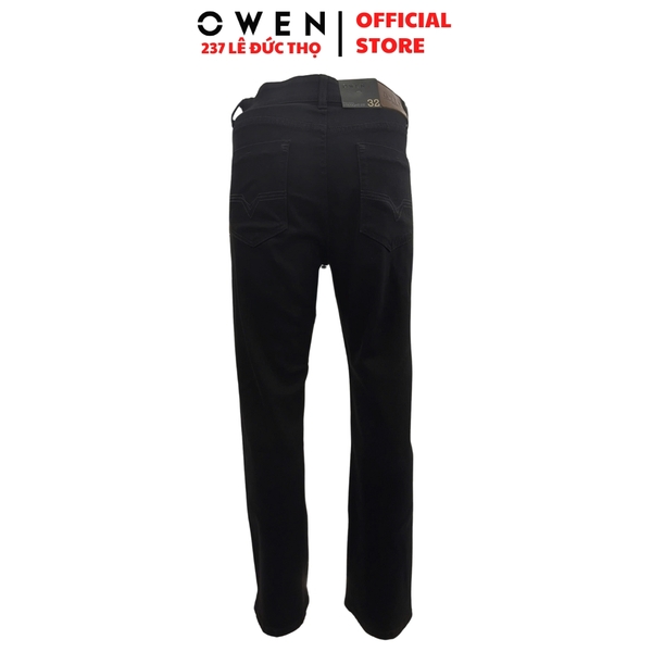 Quần Jean Nam Owen Quần Bò Nam QJT251239 màu đen Dáng suông Straight Fit chất liệu denim cotton spandex