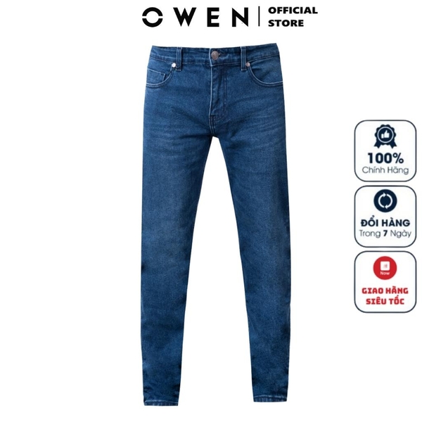 Quần Jean Nam Owen Quần Bò Nam QJSL221490 Màu xanh Dáng Slim Fit Vải Denim Cotton