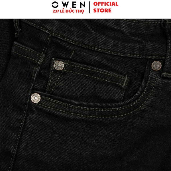 Quần Jean Nam Owen Quần Bò Nam QJT258004 màu đen dáng straight fit chất liệu polyester