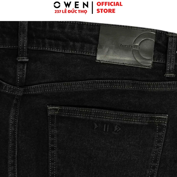 Quần Jean Nam Owen Quần Bò Nam QJT258004 màu đen dáng straight fit chất liệu polyester