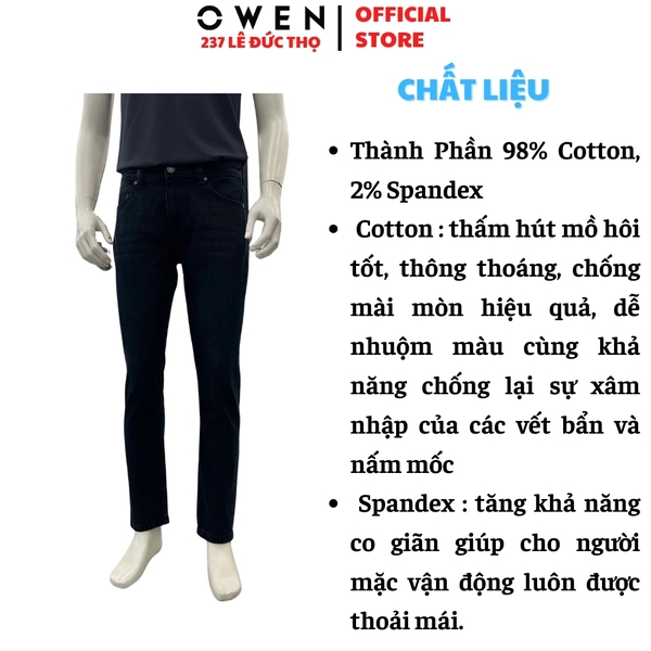 Quần Jean Nam Owen Quần Bò Nam QJR258010 màu xanh đậm dáng suông regular fit chất liệu demin cotton