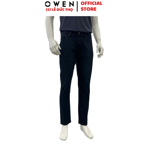 Quần Jean Nam Owen Quần Bò Nam QJR258010 màu xanh đậm dáng suông regular fit chất liệu demin cotton