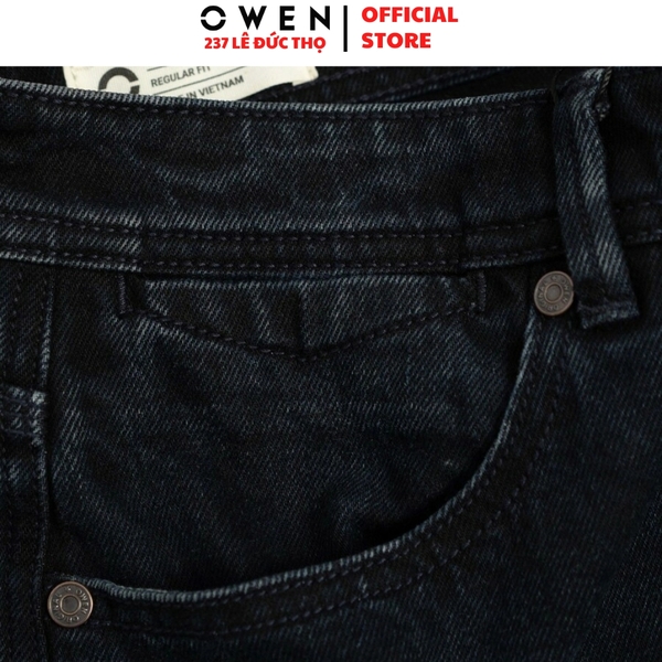 Quần Jean Nam Owen Quần Bò Nam QJR258010 màu xanh đậm dáng suông regular fit chất liệu demin cotton