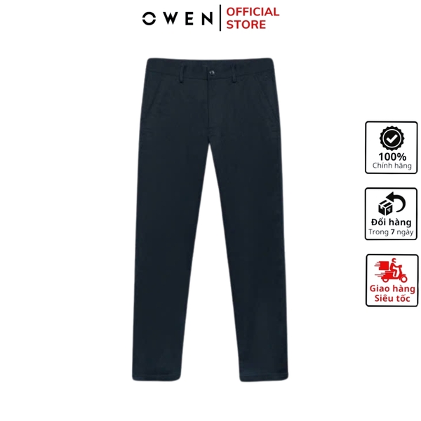 Quần Kaki Nam Owen QKR251277 màu xanh tím than dáng suông ông đứng Regular fit chất liệu poly recycled (Renu)