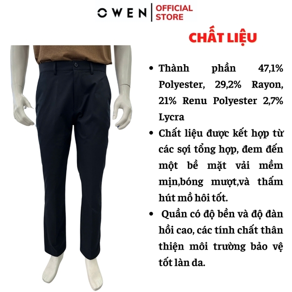 Quần Kaki Nam Owen QKR251277 màu xanh tím than dáng suông ông đứng Regular fit chất liệu poly recycled (Renu)