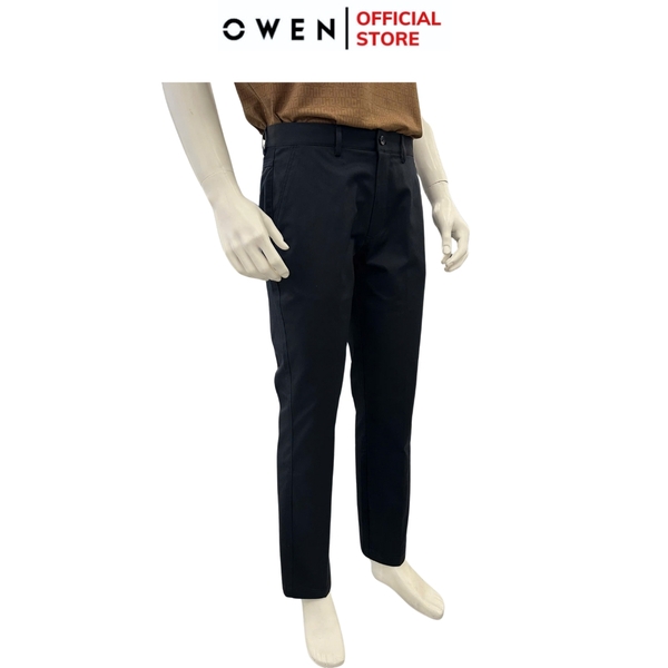 Quần Kaki Nam Owen QKR251277 màu xanh tím than dáng suông ông đứng Regular fit chất liệu poly recycled (Renu)
