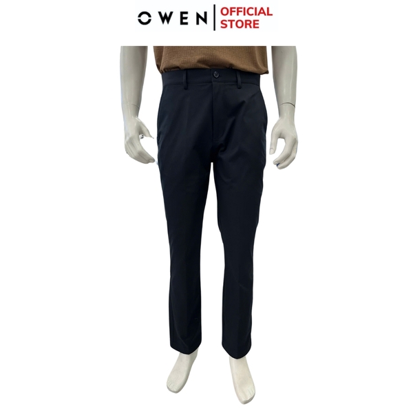 Quần Kaki Nam Owen QKR251277 màu xanh tím than dáng suông ông đứng Regular fit chất liệu poly recycled (Renu)