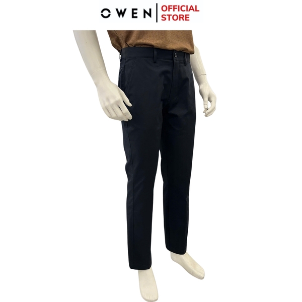 Quần Kaki Nam Owen QKR251277 màu xanh tím than dáng suông ông đứng Regular fit chất liệu poly recycled (Renu)