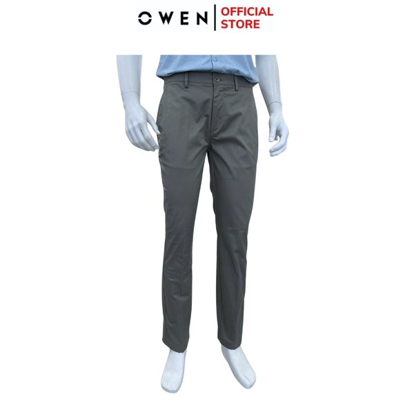 Quần kaki nam Owen QKR251278 màu xám dáng suông regular fit chất liệu poly recycle (renu)