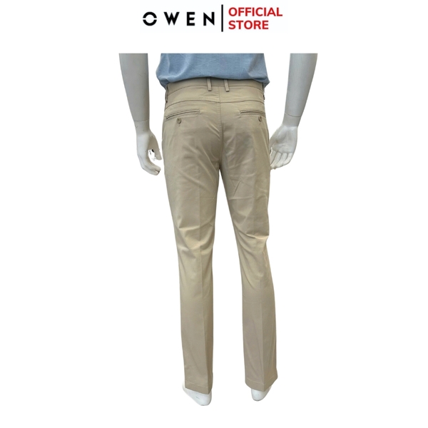 Quần kaki nam Owen QKR251279 màu be dáng suông regular fit chất liệu poly recycle (renu)