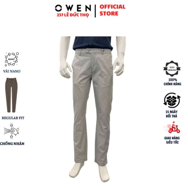 Quần Kaki Nam Owen QKR261000 Xám Nhạt Regular Fit Cotton Spandex