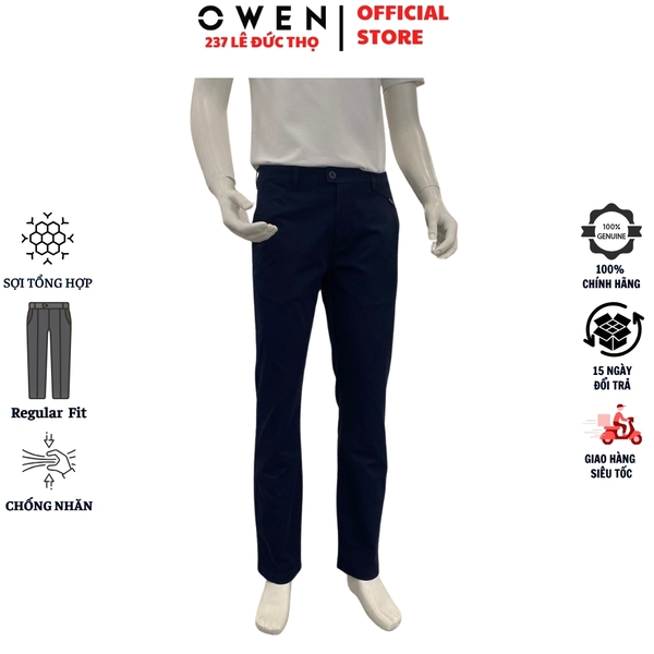 Quần Kaki Nam Owen QKR261004 Xanh Tím Than Regular Fit Cotton Spandex