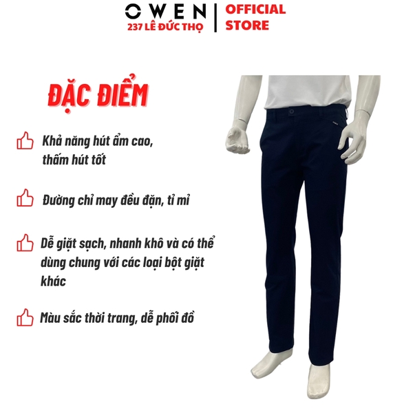 Quần Kaki Nam Owen QKR261004 Xanh Tím Than Regular Fit Cotton Spandex