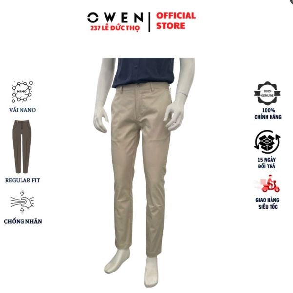 Quần Kaki Nam Owen QKR261006 Be Nhạt Regular Fit Renu