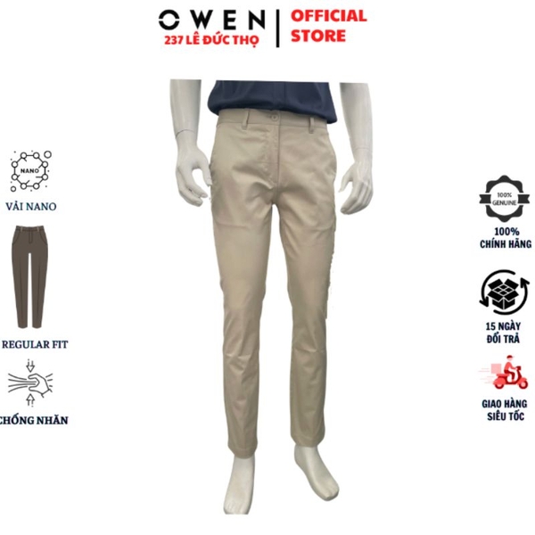Quần Kaki Nam Owen QKR261006 Be Nhạt Regular Fit Renu