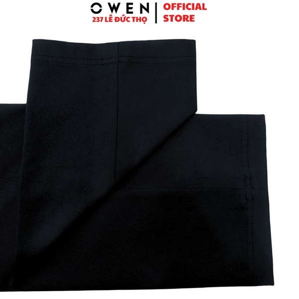 Quần kaki nam Owen QKRT261003 màu đen dáng suông regular fit cạp tăng đơ chất liệu cotton spandex