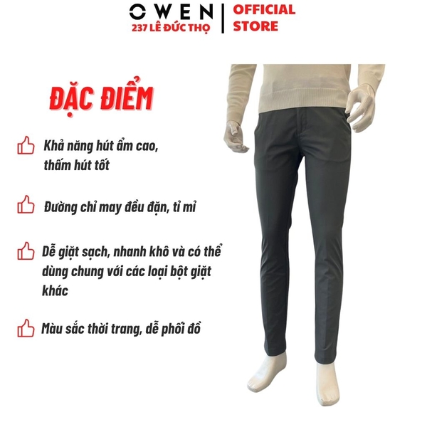 Quần Kaki Nam Owen QKRT263509 – Xám Đậm Regular Fit Cạp Tăng Đơ vải polyester