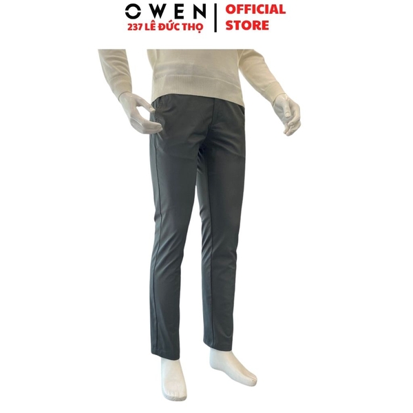 Quần Kaki Nam Owen QKRT263509 – Xám Đậm Regular Fit Cạp Tăng Đơ vải polyester