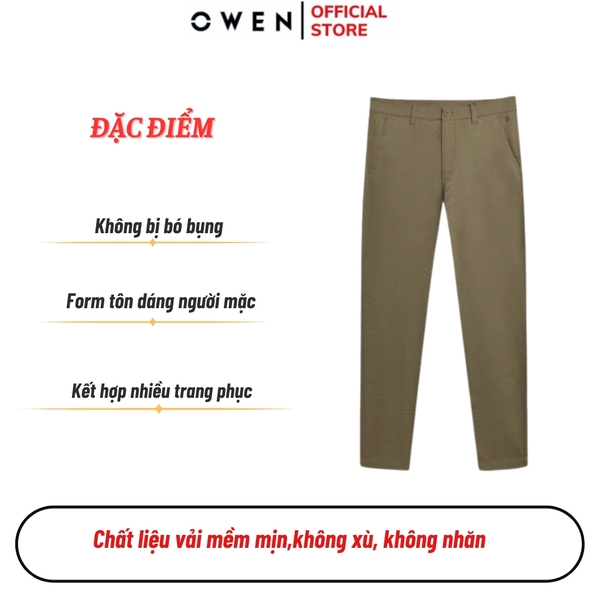 Quần Kaki Nam Owen QKS251273 màu vàng dáng ôm slim fit Chất liệu CVC Spandex