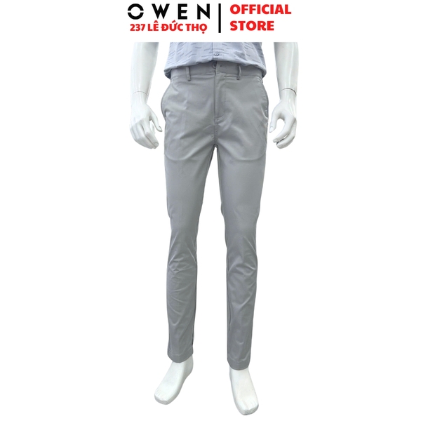 Quần kaki nam Owen QKS256102 màu xám nhạt dáng ôm slim fit chất liệu Rayon