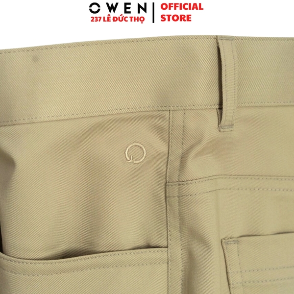 Quần kaki nam Owen QKS256103 màu be đậm dáng ôm slim fit chất liệu Rayon