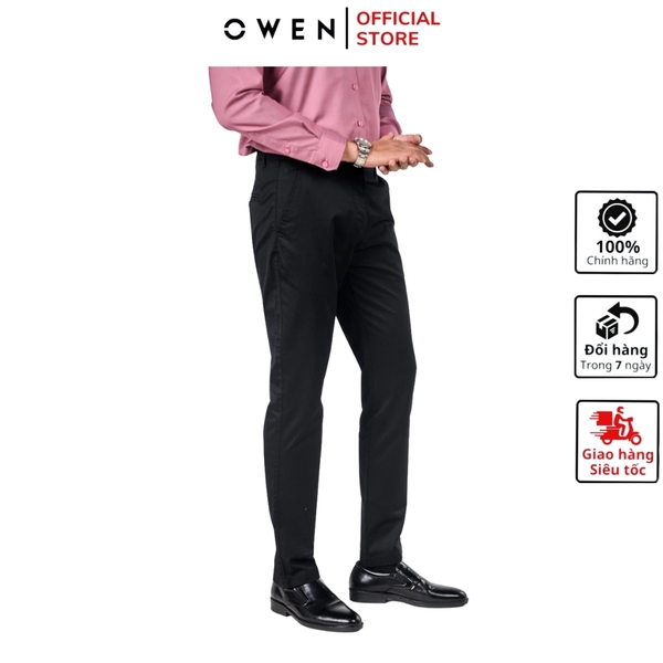 Quần Kaki Nam Owen QKSL231310 (QKSL220497) màu đen dáng ôm slim fit chất liệu cotton mềm mát