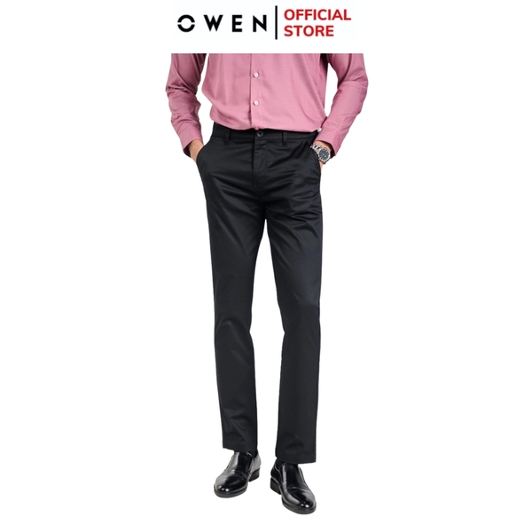 Quần Kaki Nam Owen QKSL231310 (QKSL220497) màu đen dáng ôm slim fit chất liệu cotton mềm mát