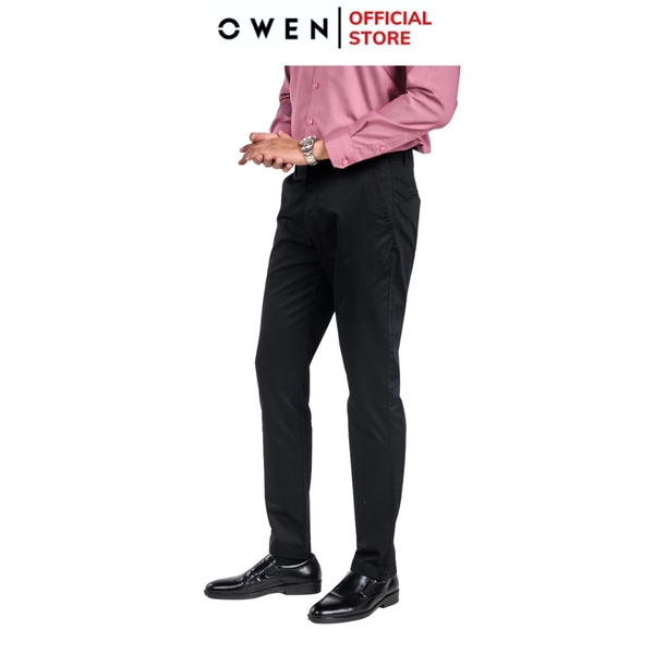 Quần Kaki Nam Owen QKSL231310 (QKSL220497) màu đen dáng ôm slim fit chất liệu cotton mềm mát