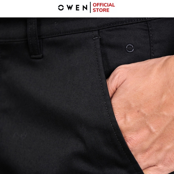 Quần Kaki Nam Owen QKSL231310 (QKSL220497) màu đen dáng ôm slim fit chất liệu cotton mềm mát
