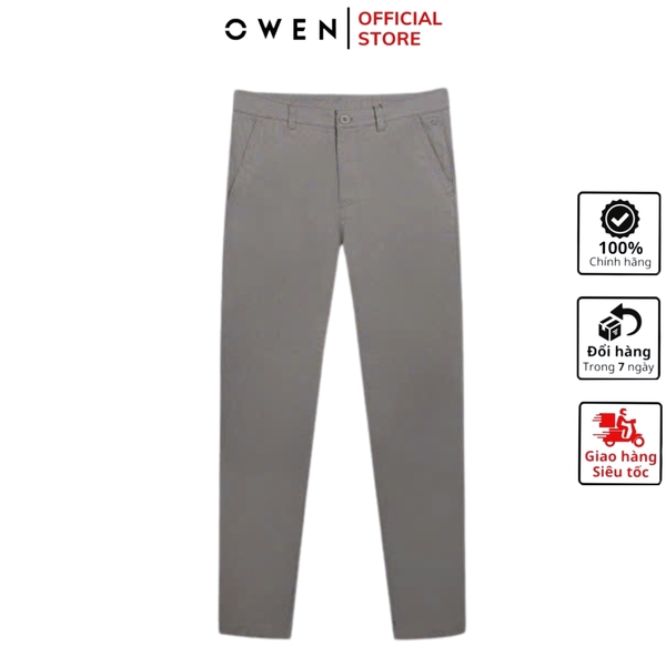 Quần Kaki Nam Owen QKS251275 màu xám dáng ôm slim fit Chất liệu CVC Spandex