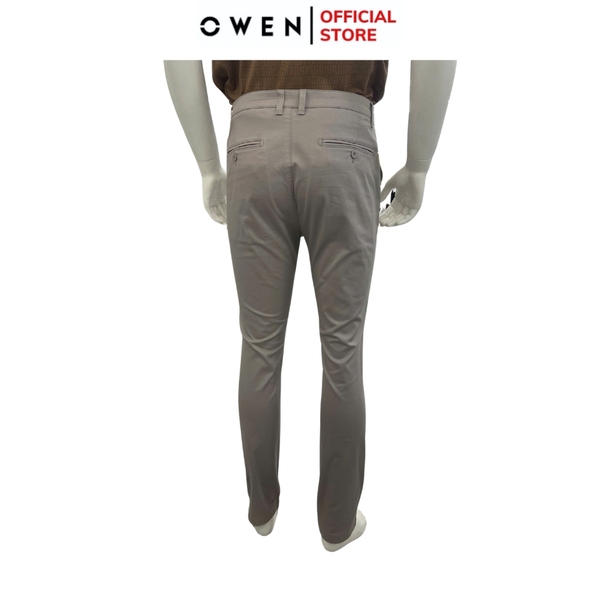 Quần Kaki Nam Owen QKS251275 màu xám dáng ôm slim fit Chất liệu CVC Spandex