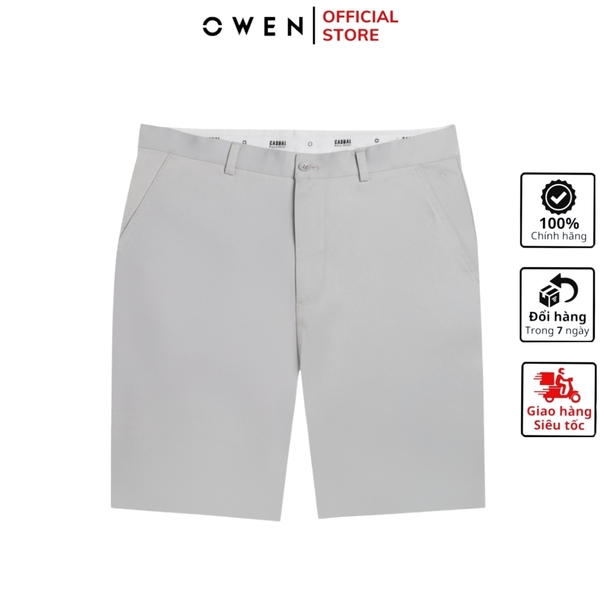 Quần Short Nam Owen SK251250 sóc kaki màu xám nhạt dáng suông regular fit chất liệu poly recycled (Renu)