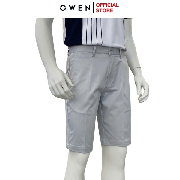 Quần Short Nam Owen SK251250 sóc kaki màu xám nhạt dáng suông regular fit chất liệu poly recycled (Renu)