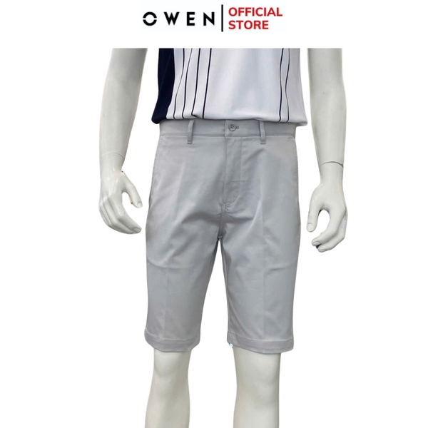 Quần Short Nam Owen SK251250 sóc kaki màu xám nhạt dáng suông regular fit chất liệu poly recycled (Renu)