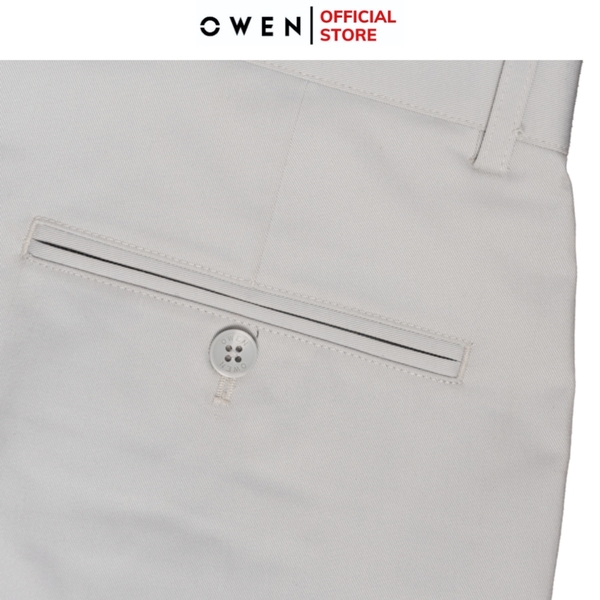 Quần Short Nam Owen SK251250 sóc kaki màu xám nhạt dáng suông regular fit chất liệu poly recycled (Renu)