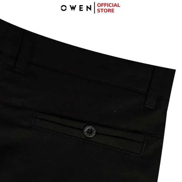Quần Kaki Nam Owen QKR251270 màu đen trơn dáng suông regular fit chất liệu CVC spandex