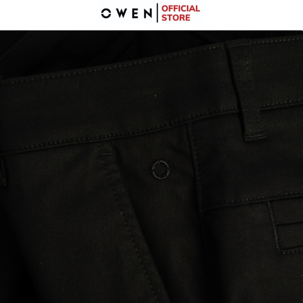 Quần Kaki Nam Owen QKR251270 màu đen trơn dáng suông regular fit chất liệu CVC spandex