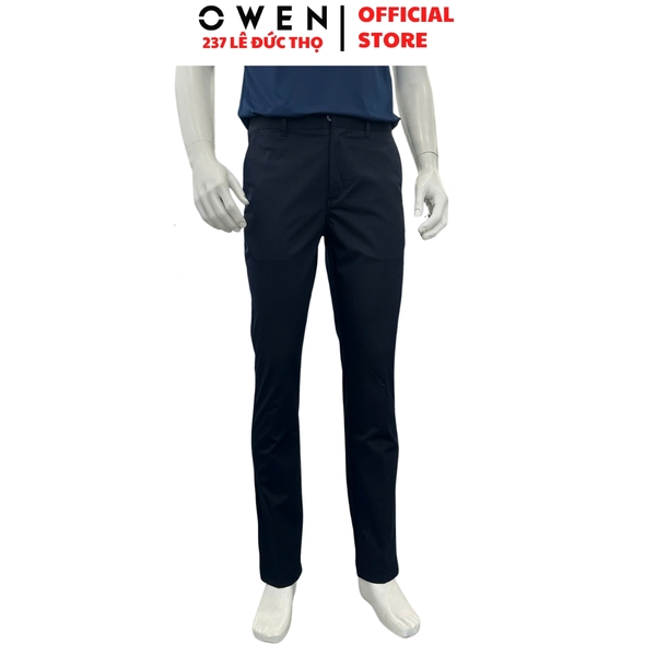 Quần kaki nam Owen QKR256108 màu xanh tím than dáng suông regular fit chất liệu polyester Rayon