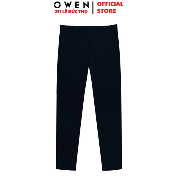 Quần kaki nam Owen QKR256108 màu xanh tím than dáng suông regular fit chất liệu polyester Rayon