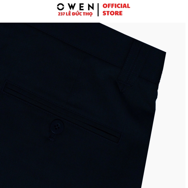 Quần kaki nam Owen QKR256108 màu xanh tím than dáng suông regular fit chất liệu polyester Rayon