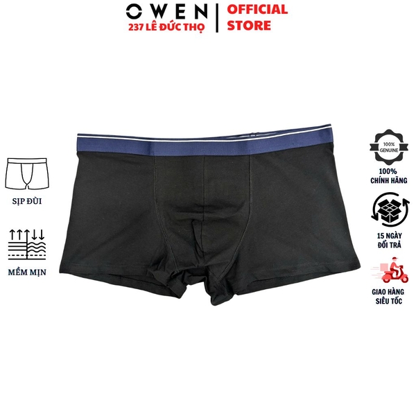 Quần Lót Nam Owen QLB242519 Boxer Màu Đen Cotton Spandex