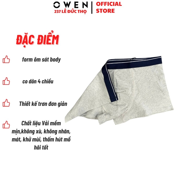 Quần Lót Nam Owen QLB242520 Boxer Màu Xám Cotton Spandex