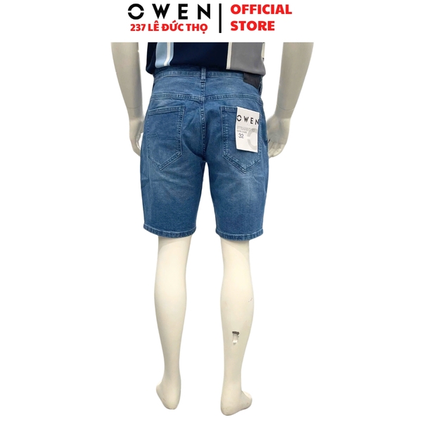 Quần Short Nam Owen SJ263075 sóc Jeans màu xanh nhạt dáng Straight fit chất liệu denim Cotton