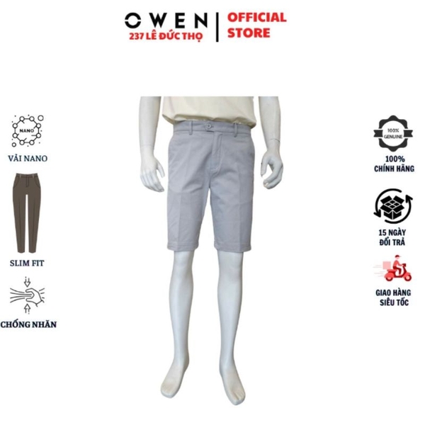 Quần Short Kaki Nam Owen SK261012 Xám Nhạt Slim Fit Cotton Spandex