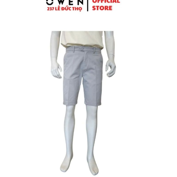 Quần Short Kaki Nam Owen SK261012 Xám Nhạt Slim Fit Cotton Spandex