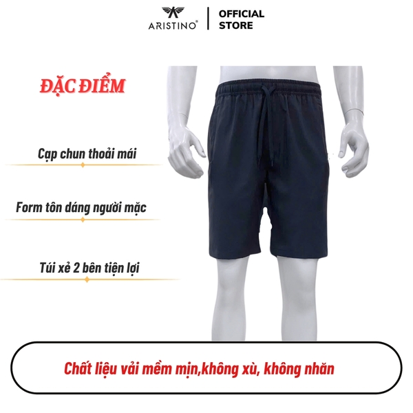 Quần Short Nam Aristino ASO112AS3 sóc thể thao màu xanh tím than 305
